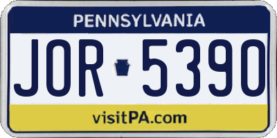 PA license plate JOR5390
