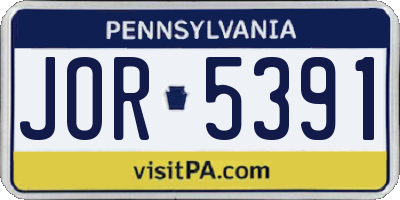PA license plate JOR5391