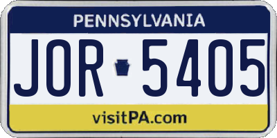 PA license plate JOR5405
