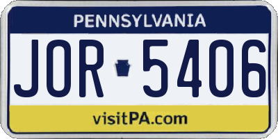 PA license plate JOR5406