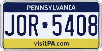 PA license plate JOR5408