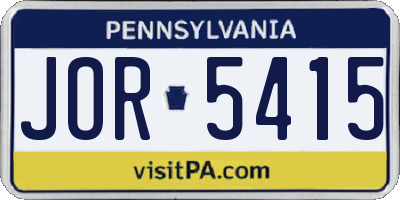 PA license plate JOR5415