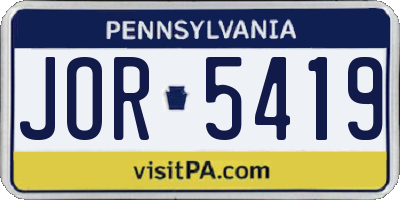 PA license plate JOR5419