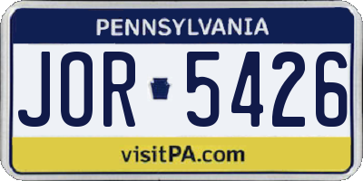 PA license plate JOR5426