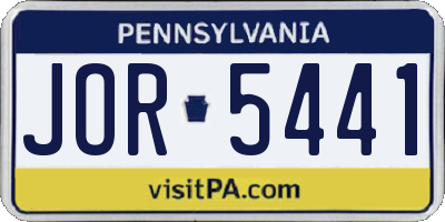 PA license plate JOR5441