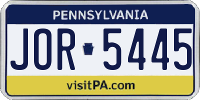 PA license plate JOR5445