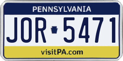 PA license plate JOR5471