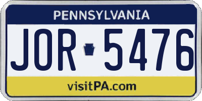 PA license plate JOR5476