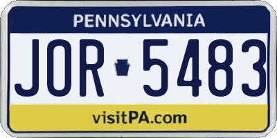 PA license plate JOR5483