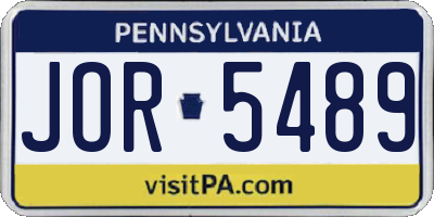 PA license plate JOR5489