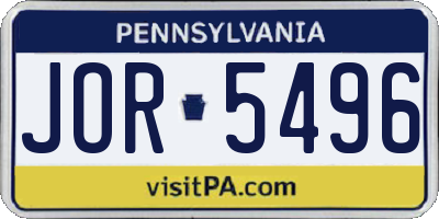 PA license plate JOR5496