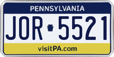PA license plate JOR5521