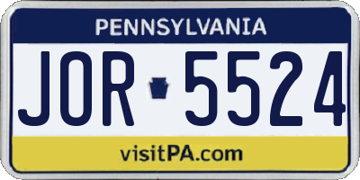 PA license plate JOR5524