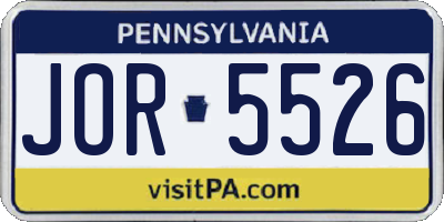 PA license plate JOR5526
