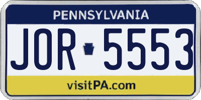PA license plate JOR5553