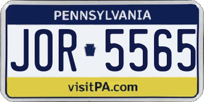PA license plate JOR5565