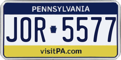 PA license plate JOR5577
