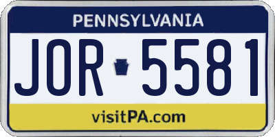 PA license plate JOR5581