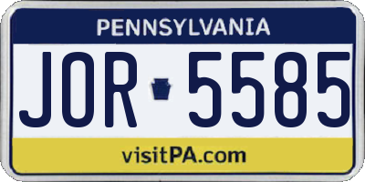 PA license plate JOR5585