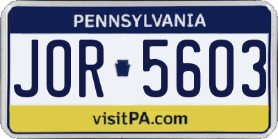 PA license plate JOR5603