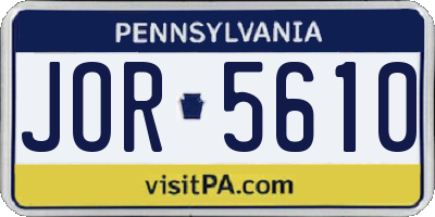 PA license plate JOR5610