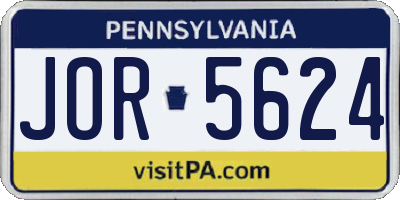 PA license plate JOR5624