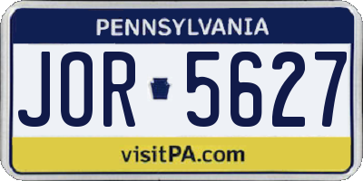 PA license plate JOR5627