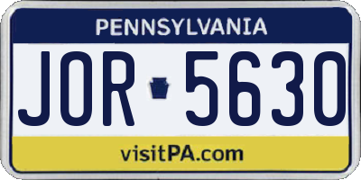 PA license plate JOR5630
