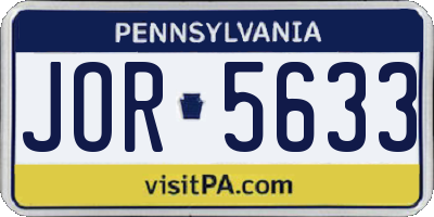 PA license plate JOR5633