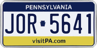 PA license plate JOR5641