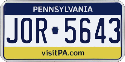 PA license plate JOR5643