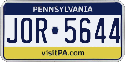 PA license plate JOR5644