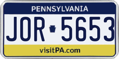 PA license plate JOR5653