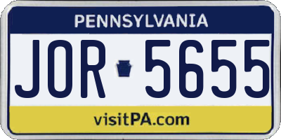 PA license plate JOR5655