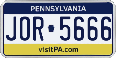 PA license plate JOR5666