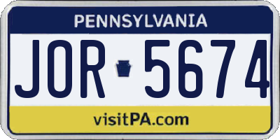 PA license plate JOR5674