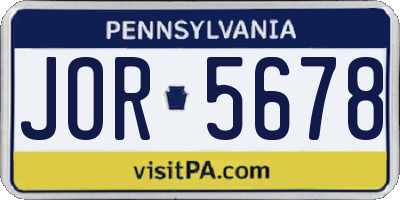 PA license plate JOR5678