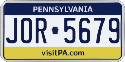 PA license plate JOR5679
