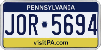 PA license plate JOR5694