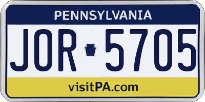 PA license plate JOR5705