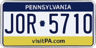 PA license plate JOR5710