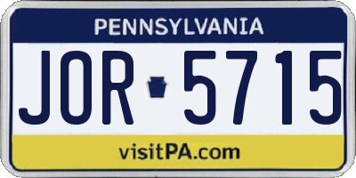 PA license plate JOR5715