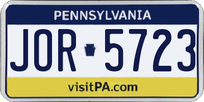 PA license plate JOR5723