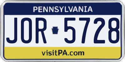 PA license plate JOR5728