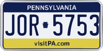 PA license plate JOR5753