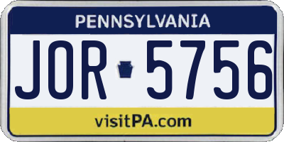 PA license plate JOR5756