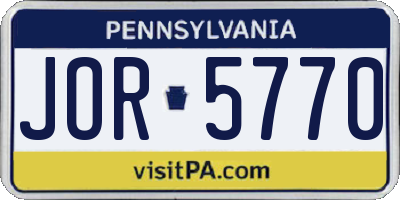 PA license plate JOR5770