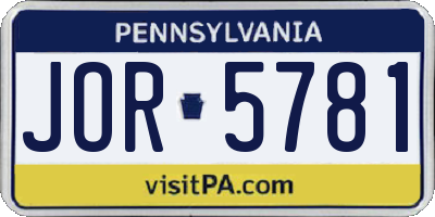 PA license plate JOR5781