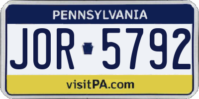 PA license plate JOR5792