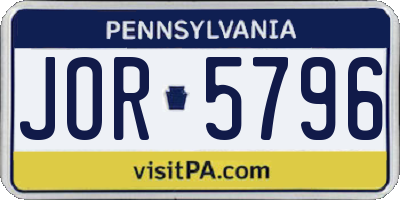 PA license plate JOR5796